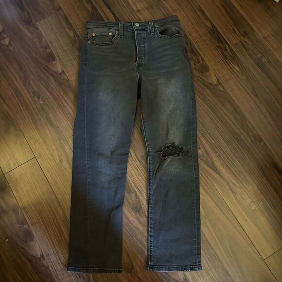 Levi wedgie straight jeans 30 black buttonfly - Picture 1 of 13